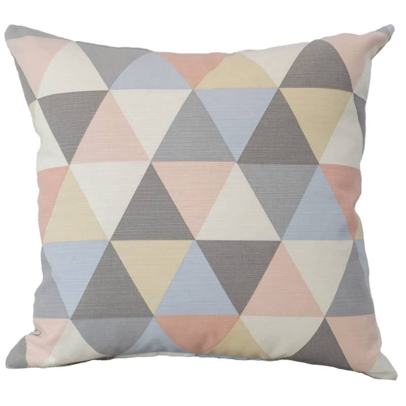 Retro Triangles Cushion in Pink and Grey