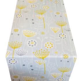 Scandi Floral Print Table Runner in Dove Grey