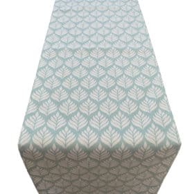 Scandi Leaf Table Runner in Duck Egg Blue