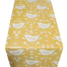 Yellow Scandi Birds Table Runner